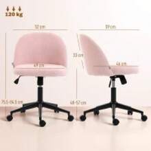 Teddy Fleece Office Chair With Wheels - Light Pink On-Site - Charcoal Grey + Fleece - View 11