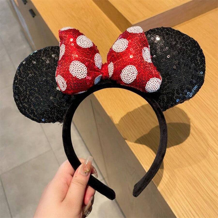 Disney 1pc Women's Mickey Minnie Mouse Ear Headband, Bow Design, Princess Decoration, Party Birthday Carnival Hair Accessory Gift - Star - View 1
