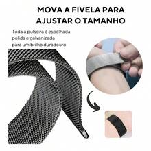 Pulseira Para Smartwatch Metal Milanese Magnética Compatível  Watch & IWO Série 7 Ao Série 9 38mm Ao 49mm - Prata - Visão 4