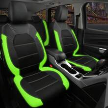 4pcs Multi-Color PU Leather & Sandwich Mesh Car Seat Covers, Breathable Mesh And PU Leather Material, Suitable For Sedan, SUV, Truck, Breathable, Airbag Compatible - Sandwich Mesh - View 4