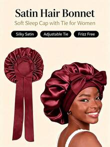 4pcs/Set Silky Elastic Bow Sleep Cap Set, Includes 1pc Sleep Cap, 2pcs Hair Scrunchies And 1pc Storage Bag, Can Be Used As Sleep Cap Or Shower Cap, Suitable For All Seasons (Optional 4pcs/Set Or 1pc/Set) - Multicolor - View 4