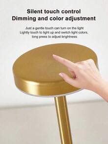 Premium Modern LED Table Lamp, Metal Body Touch-Control Rechargeable Eye-Friendly Desk Light, Large-Capacity Battery Bedside Night Lamp, Minimalist Soft Ambient Light, For Living Room, Bedroom, Office, Nightstand, Ins-Style Home Decor Lamp - Multicolor - View 7