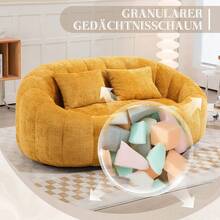 Bean Bag Sofa - Beige Chenille, Comfortable Accent Chair For Home And Outdoor Use - 黃色 - 查看 2