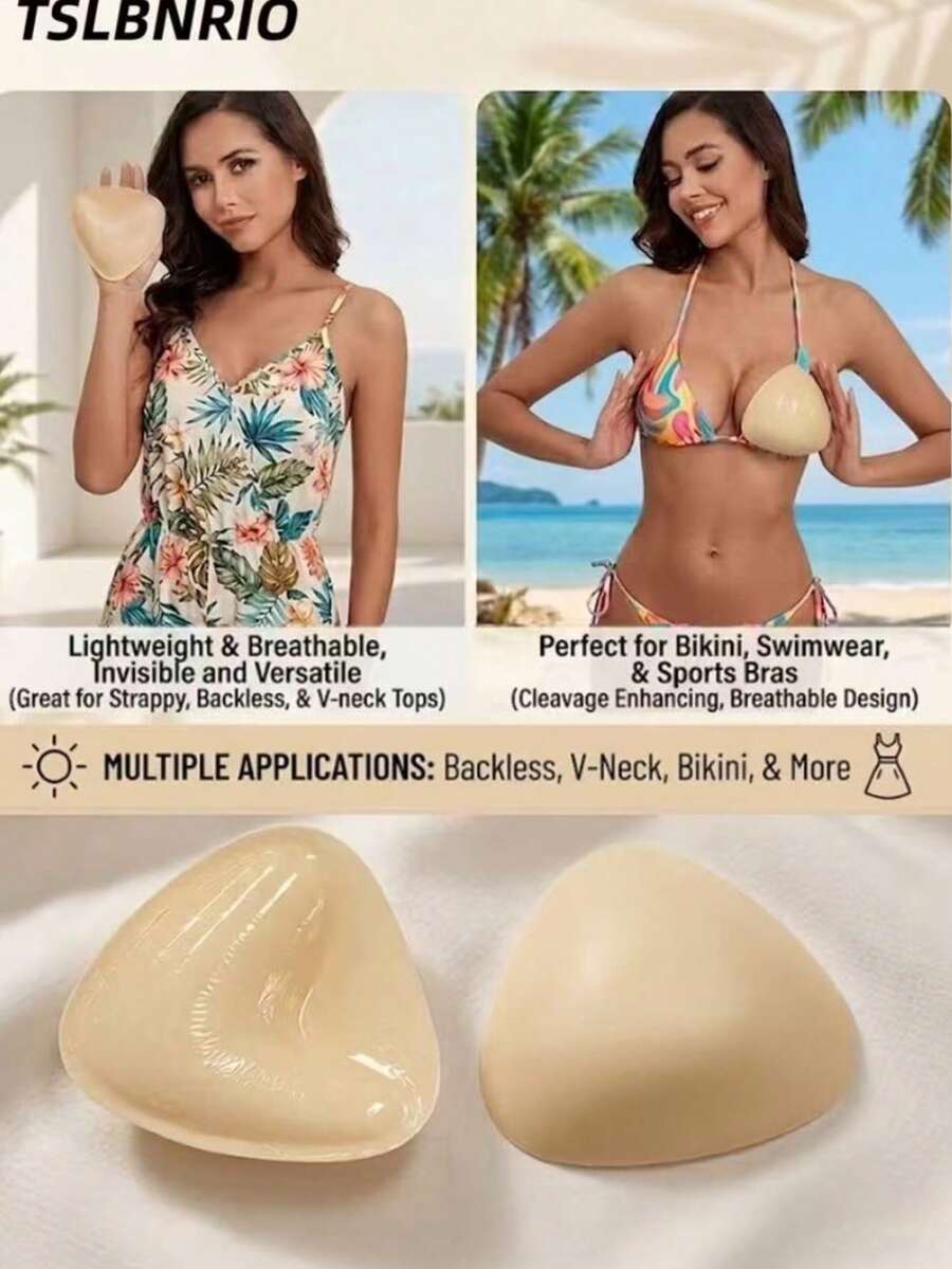 Elegant Reusable Foam Breast Pads - Soft Shaping Pads, Suitable For Bikini Tops And Beachwear, Beach Essentials, Beach Accessories, Pool Floats - A - View 1