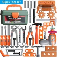 42/43/46/55pcs Kids Pretend Play Tool Box Toy Set DIY Assembly Simulation Screw-Turning Electric Drill Toy Kit Includes Disassembly And Assembly Tools, Screws, And Simulated Repair Kit Best Birthday Gift For Boys No Batteries Included - Orange - View 10