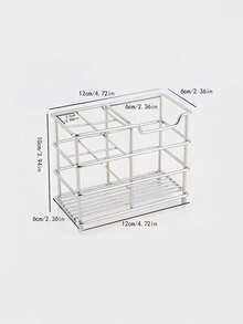 1 pieza Estante de almacenamiento de hierro para lavado/Estante de almacenamiento de cepillos de dientes con compartimentos para baño/Estante de almacenamiento multifuncional con drenaje para encimera/Suministros para el hogar/baño/Accesorios de baño/Artículos de tocador/Estante para cepillos de dientes - Multicolor - Ver 6