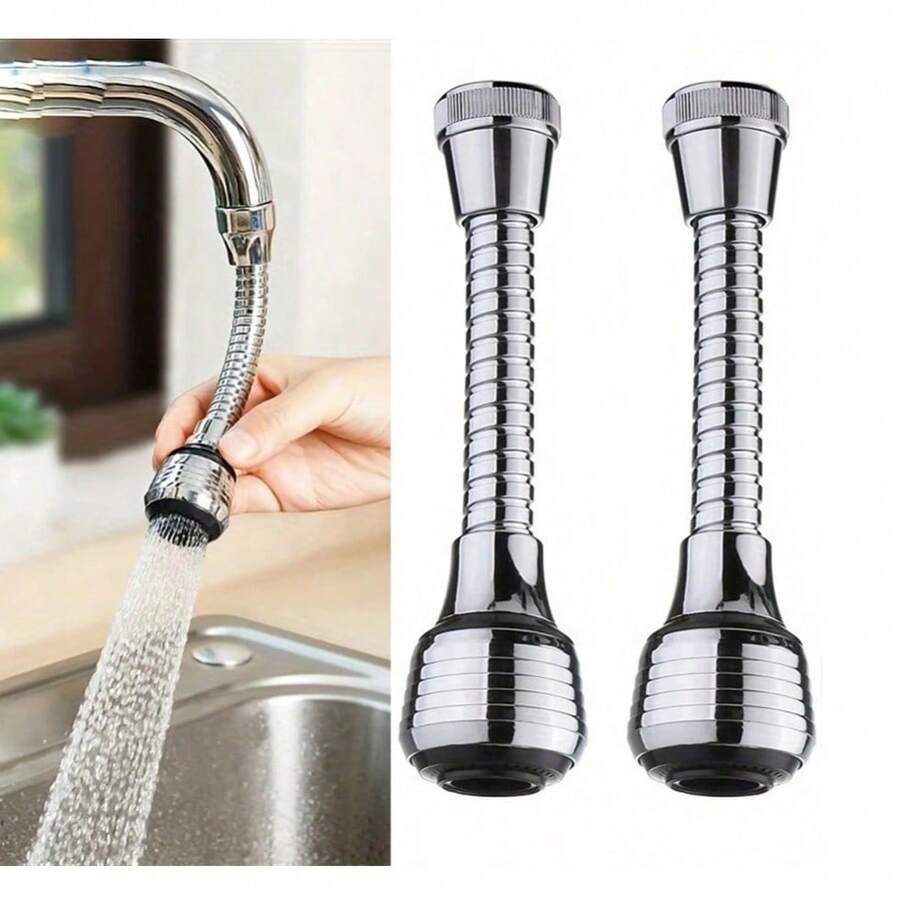 2pcs 360° Rotating Faucet Aerator, Dual-Mode High Pressure Water Saving Faucet Extension, Plastic Anti-Splash Faucet Sprayer Head Attachment, No Electricity Needed, Bathroom Accessory