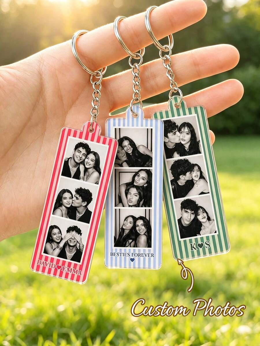 Custom Photo Acrylic Keychain, Personalized Photo Couple Keychain, Couple Gift, Anniversary Gift, Personalized Photo Lanyard Pendant, Birthday Gift