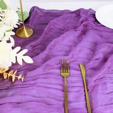 1pc Cheesecloth Table Runner, Semi-Transparent Gauze Tablecloth, Bohemian Or Rustic Style Wedding Table Decor, Suitable For Wedding Decoration, Arch Drapery, Bridal Shower, Holiday Party Decor - Multicolor - View 54