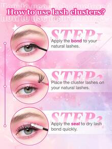 192pcs D Curl Fluffy Cat Eye Left/Right Cluster False Eyelashes, 100D DIY Single Cluster Lashes, Natural Thick Soft Lightweight, Reusable, Suitable For Beginners, Home Daily, Party, Travel, Music Festival Use - D - View 6