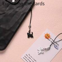 2pcs/6pcs Cute Phone Charm, Designed As A Black Cat That Doesn't Eat Fish, Featuring A Running Cat Pattern, Couple Style, Compatible With All Smartphones, Fashionable And Charming, Can Be Used As CCD Camera Keychain And Keyring - Multicolor - View 1