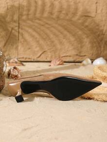 On feet& in love Women's Fashion Elegant Kitten Heel Pointed Toe Closed Toe Slingback High Heel Pumps, Suitable For Party Dress Matching - Mocha Brown - View 5