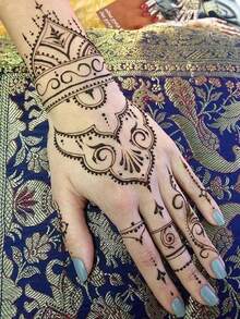 6PCS (2pcs Henna Paste + 2pcs Hand Stencils) Combo Set Henna Nail Art Tattoo Cream With Storage Box Semi-Permanent Plant-Based Tattoo Ink For Hands And Body - Multicolor - View 4