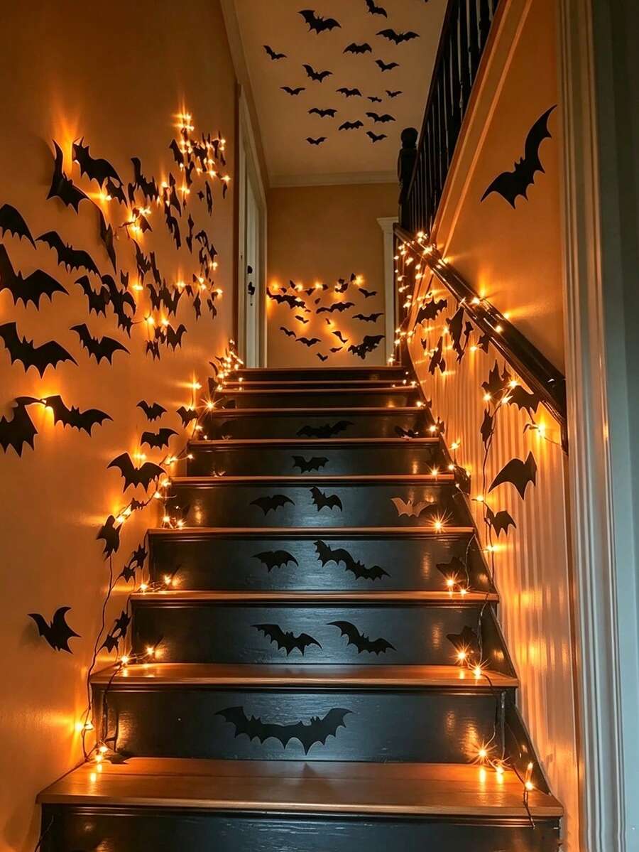 56/28/1pc Halloween Bat Decorations, 3D Black 3D Bat Wall Stickers, Bat Wall Decals, 3D Bat Halloween Decorative Stickers, Waterproof Black Scary Bats, Room Decor, Reusable, Suitable For Bathroom, Bar, Restaurant, Bedroom Door, Halloween Party Supplies, 3D Bat Wall Stickers Window Home Kitchen Scary Decor, Bat Wall Stickers Home Decor DIY Handmade, Halloween Night Decoration