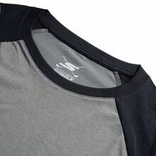 Skechers Unisex Raglan Long Sleeve T-Shirt Skin-Friendly Breathable Loose Color-Block Base Layer Top - Dark Grey - View 6