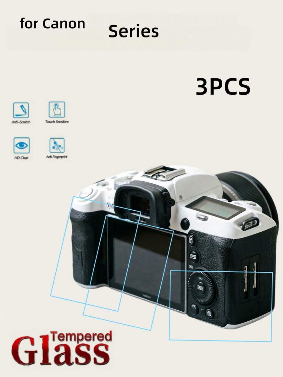 3 Pieces Of Tempered Glass Film In Transparent Color By Default For SX740 HS/SX730 HS/For R6/R6II/R7/R6 Mark II/For G7X3/For M200/850D/R50/R8/For G7X2/G7X2 II/G9X2/G9X/3pcs Tempered Glass Camera Accessories - View 1