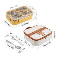Kotak Bekal Bento Stainless Steel 304, Wadah Makanan Anti Bocor 3 Kompartemen, Wadah Makan Siang Aman Microwave dengan Tutup, Wadah Makanan untuk Perjalanan, Wadah Persiapan Makanan Terbagi untuk Pelajar, Wadah Camilan Lucu - MultiWarna - View 20