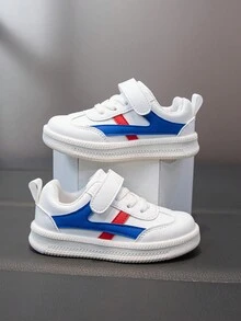 1 Pair PU Leather Fashion Lightweight Comfortable Little Girls Shoes Spring/Autumn Embroidered White Low-Top Baby Sneakers - Blue - View 1
