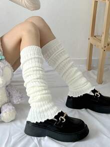 1 Pair Black / 2 Pairs Black & White Fashion Women Ruffle Loose Leg Warmers, Comfortable & Warm For Autumn/Winter - Multicolor - View 3
