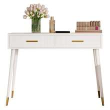 White Makeup Vanity With 2 Drawers - Modern Desk - 白色 - 查看 4