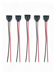 5/10PCS Type-C 2P Epoxy-Filled Direct-Press Female Socket, Oval Charging Port For Desk Lamp, Electric Vehicle, Car, 2P Solder-Wire Charging Socket With Snap-Lock Assembly - Black - View 8