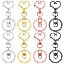 8pcs Heart-Shaped Keychain Rings, Alloy Spring Buckle With 8-Figure Rotating Hook, Suitable For Keychain Making, DIY Crafts, Wallet And Handbag Accessories, Perfect For Gift Making - 8 Heart-shaped Flat Circle - View 7