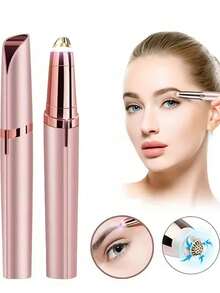 AXH 1pc Electric Eyebrow Trimmer, Instant Eyebrow Razor, Women's Facial Hair Removal Tool, USB Rechargeable - Rose Gold - View 2