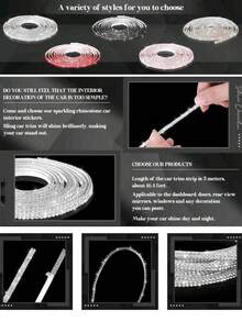 1pc/92cm Shiny Car Trim Strip, Shiny Car Trim Strip, Rhinestone Trim Strip, Car Dashboard Decorative Sequins Interior And Exterior Accessories, Car Diamond Inlay Trim Strip, DIY 1 Piece - A - View 4