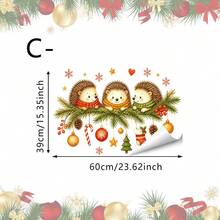 1/3件裝聖誕森林動物靜電窗貼，松鼠刺蝟狐狸裝飾聖誕樹、禮物雪花圖案，無殘膠可移除窗貼，居家窗戶節日派對室內裝飾用品 - 多色 - 查看 12