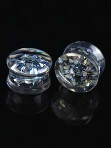 1 Pair 8-30mm Shell Fragment Lightweight Low Sensitivity Round Shape Acrylic Body Piercing Jewelry Tunnel Plugs - Sequins - View 2