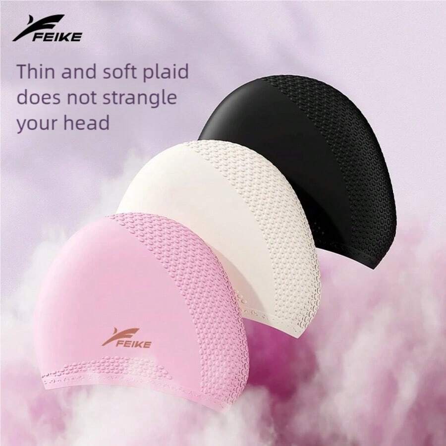 X-FEIKE 1pc Bagged Extra Large Thick Non-Snagging Water Drop Swim Cap, High Aesthetic, Unisex - Multicolor - View 1