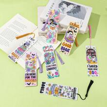 7-Piece Creative Skeleton Ghost Themed Bookmark Set, Cute Halloween Style Acrylic Bookmark Set With Tassel Hanging Rope, Suitable For Students, Book Lovers, Adults, Reading Notes, Halloween Party Decorations, Book Collections, Decorative Items. - Color - View 4