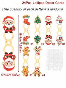 24pcs Cream Christmas Lollipop Cards, Santa Claus Deer Gingerbread Man Printed Lollipop Decoration Cards, Christmas Candy Packaging Supplies, Boy Girl Party Favors, Christmas Candy Paper Packaging, Christmas Party Decoration Gift Cards, 2027 Christmas Home Decor, Halloween Tabletop Decor, Autumn Winter Holiday Decor, Room Decor, Kitchen Decor, Christmas Gift Party Favors, Christmas Gift Packaging Supplies, 2027 New Year Home Holiday Party Decor - Multicolor - View 12