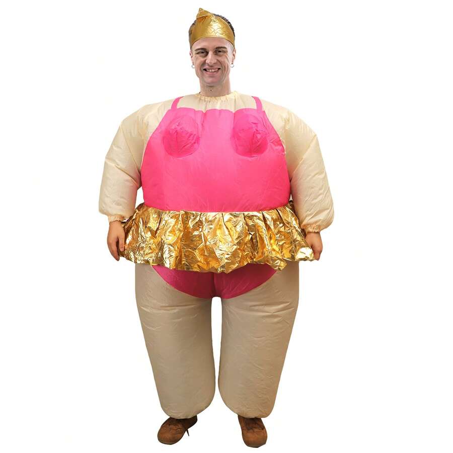 زي باليه قابل للنفخ لحفلات الهالوين والكريسماس، زي قابل للنفخ للجنسين، زي قابل للنفخ مخصص للعطلات، مضخة هواء مرفقة، البطارية غير مرفقة - الأرجواني - مشاهدة 1