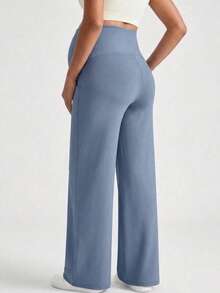 1 Stück Damen Umstands-Hose, mit Taschen, elastischer Bund, der den Bauch nicht einschnürt, doppelte Taschen praktisch zum Tragen von Gegenständen - Graublau - Übersicht 5