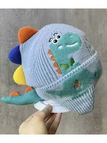 Winter Knitted Hat For Children, Cartoon Dinosaur Pattern With Earmuffs, Cute And Warm, Suitable For Outdoor And Daily Use - Multicolor - View 8