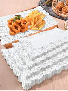 1pc/50pcs/100pcs White Rectangular Wax Paper, Oil-Proof, Suitable For Home, Kitchen And Restaurant Frying, Baking, Pastry And Cake Making - Multicolor - View 2