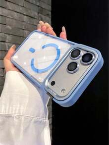 奢華橘色磁吸無線充電手機殼，適用於 iPhone 17 Pro Max Air 16 15 14 13 12 Pro Max Plus，金屬鏡頭保護蓋，壓克力背板，防震高透透明殼 - 棕色 - 查看 6