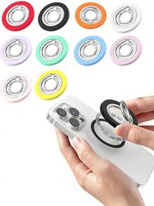 Strong Magnetic Phone Ring Holder, Detachable Magnetic Phone Ring Stand, Suitable For Smartphones, 360° Rotating Foldable Magnetic Phone Stand, Suitable For Driving, Video Chatting, Office Work, Phone Games And Daily Life - Multicolor - View 1