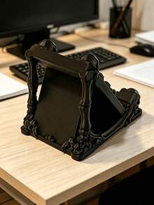 3D Gothic Skull Phone Stand, Creative Phone Holder, Desktop Phone Support. This Creative Desktop Decoration Is Suitable For Placement In Living Room, Bedroom, Office, Study Room. It Is Also An Ideal Choice For School Supplies, Compatible With All Smartphones And Tablets, Stable And Anti-Slip Desktop Storage, Essential For Office And Home Daily Use, Portable Travel Desktop Phone Stand Accessory - Bestselling Model - View 4