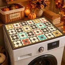 Luckybutterfly 1pc Vintage Plaid Floral Print Washing Machine Cover Mat, Dirt-Resistant Waterproof Countertop Protector, Home Laundry Room Decor Table Mat - Multicolor - View 3
