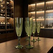 1/6pcs Vintage Reusable Embossed Pattern Wine Glasses, Champagne Cocktail Glasses, Juice Glasses. Suitable For Parties, Weddings, Vintage Style Tableware. Perfect For Valentine's Day, Wedding Banquets And Large Events. - View 7