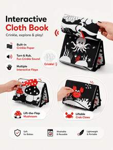 Newborn Visual Stimulation Cloth Book Calendar, Stand-Up Design, High Contrast Black White Red Patterns, Interactive Flip Pages With Crinkle Paper, Washable Fabric For Repeated Use, Lightweight And Easy To Store, Car Travel Baby Soothing Educational Toy, Halloween Newborn Gift - Multicolor - View 3
