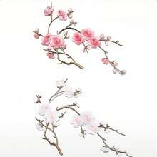1PC/2PCS Plum Blossom Embroidered Patch, Winter Plum Embroidered Patch - White, Red, Pink And Brown Tones - Perfect For DIY Projects And Clothing Accessories - Multicolor - View 10