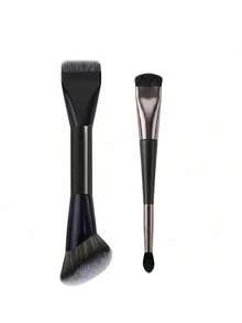 1pc Dual-Ended Foundation & Contour Brush, Multi-Function Dual-Ended Makeup Brush, Contour Brush, Professional Makeup Brush, Suitable For Girls, Ideal Birthday, Valentine's Day Gift, Best Color, Women's Gift - Multicolor - View 17