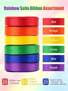 6 Colors X 25 Yards, Total 150 Yards Macaron Color 3/8 Inch Wide Premium Satin Ribbon, Gift Wrapping Ribbon Set, Suitable For Bouquets, Bows, Handmade Crafts, Birthday, Party, Wedding, Graduation Ceremony Decoration, Wedding Gift Wrapping, Bridal Shower Decoration, Bouquet DIY Crafts - 6 Rolls Assorted Ribbon - View 6