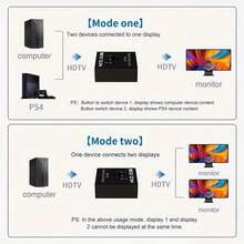 4K HDTV 2埠雙向切換器，2進1出或1進2出手動切換器，適用於電視、螢幕、筆記電腦、投影機，無需電源 - 查看 3