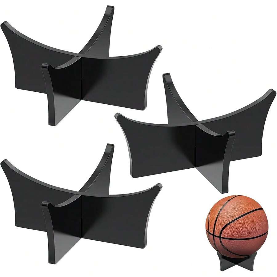 1/4 Ball Display Stand, PMMA Acrylic Black Minimalist Cross Design, Stable Non-Slip Support For Ball Display, Dust-Proof Storage And Display, Suitable For Basketball, Football, Volleyball, Rugby Collection Display, Fan Home Exhibition Ball Storage Decor - Multicolor - View 1