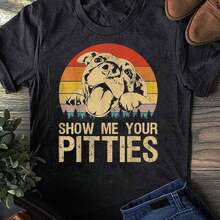 Show Me Your Pitties T-Shirt: Funny Retro Pitbull Dog Lover Gift - 黑色 - 查看 6