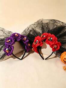 Halloween Flower Skull Hairband - Spider Web Headband For Party Hair Accessories - Multicolor - View 3